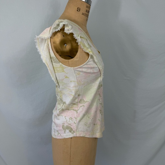 Pilco Anthropologie Light Yellow Floral Tank Puff Sleeve Detail Size XS - Picture 9 of 12